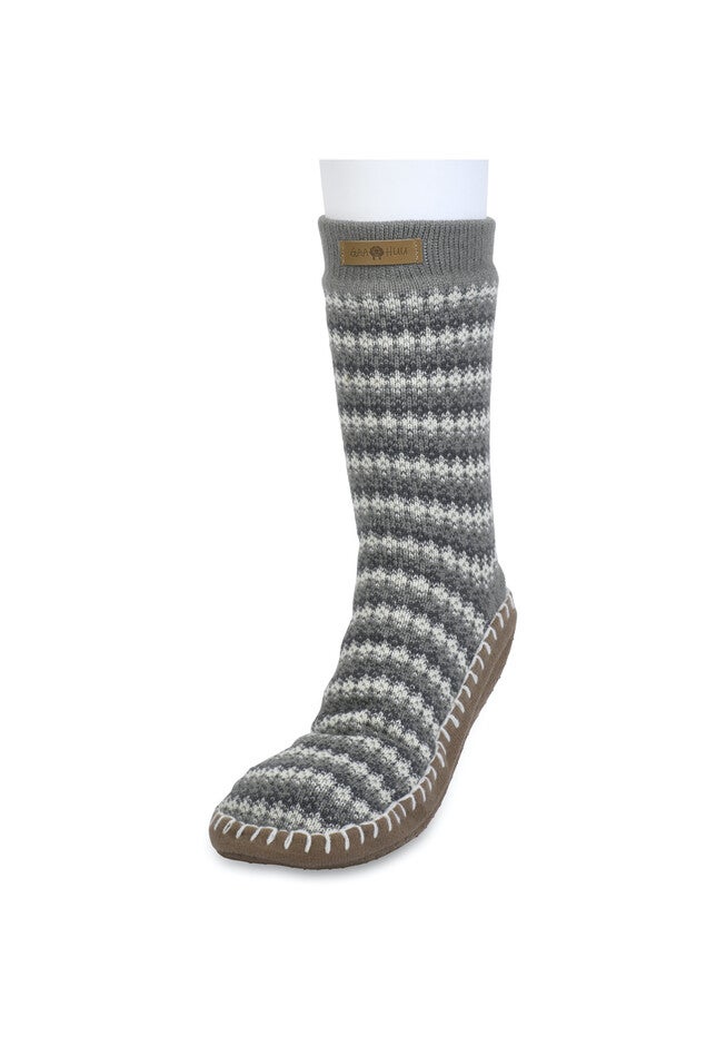 Cuffed Pattern Slipper Sock, GREY FAIRISLE, hi-res image number null