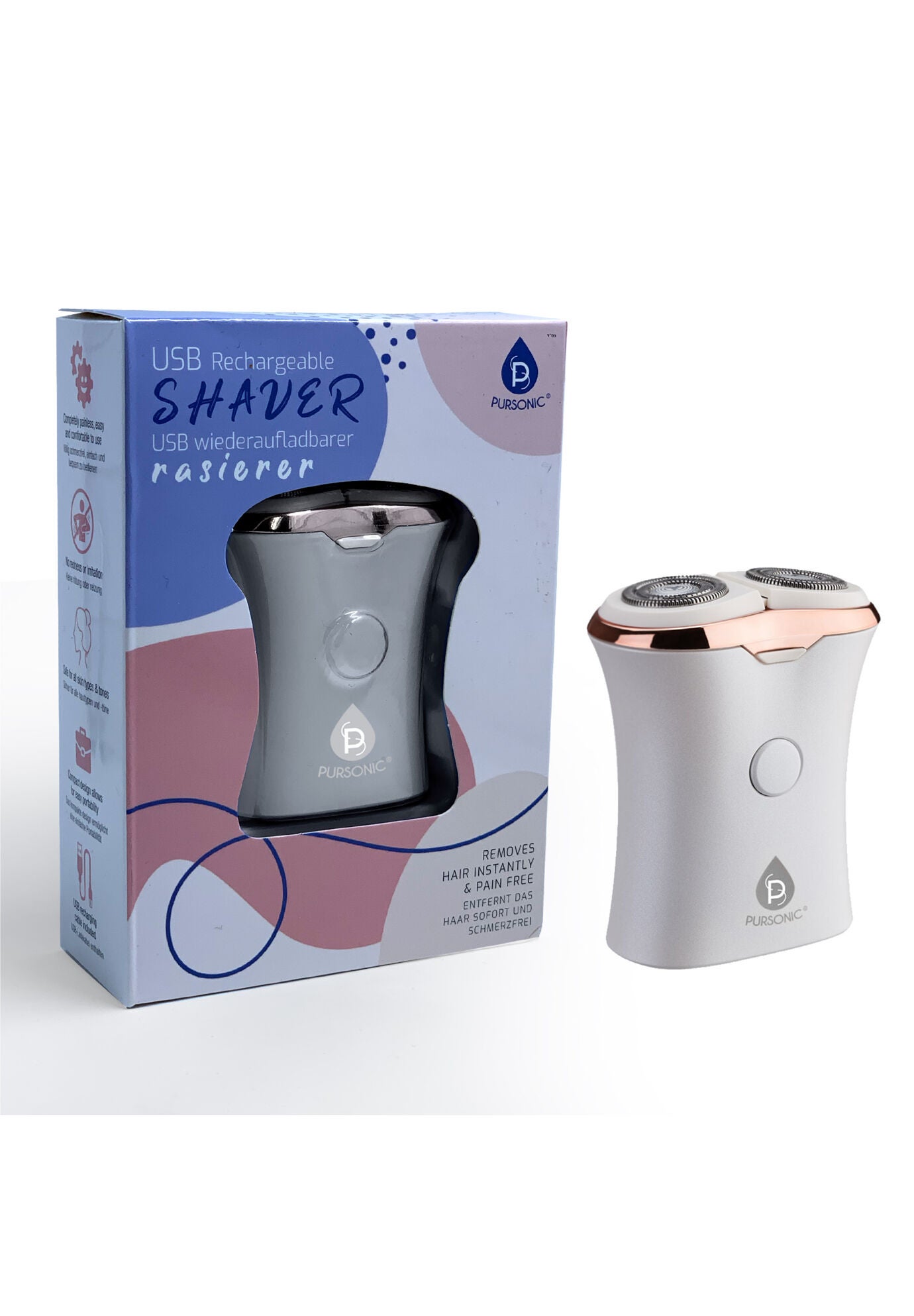 Usb Rechargeable Ladies Shaver, WHITE, hi-res image number 0