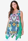 Handkerchief-Hem Tunic Tank, EMERALD GARDEN PAISLEY, hi-res image number null