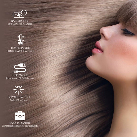 Rechargeable Cordless Hair Strightener, BLACK, alternate image number 1
