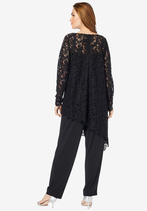 Lace Asymmetric Tunic & Pant Set | Catherines