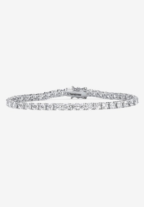 10.75 Tcw Round Cubic Zirconia Platinum-Plated Tennis Bracelet 7.5", CUBIC ZIRCONIA, hi-res image number null