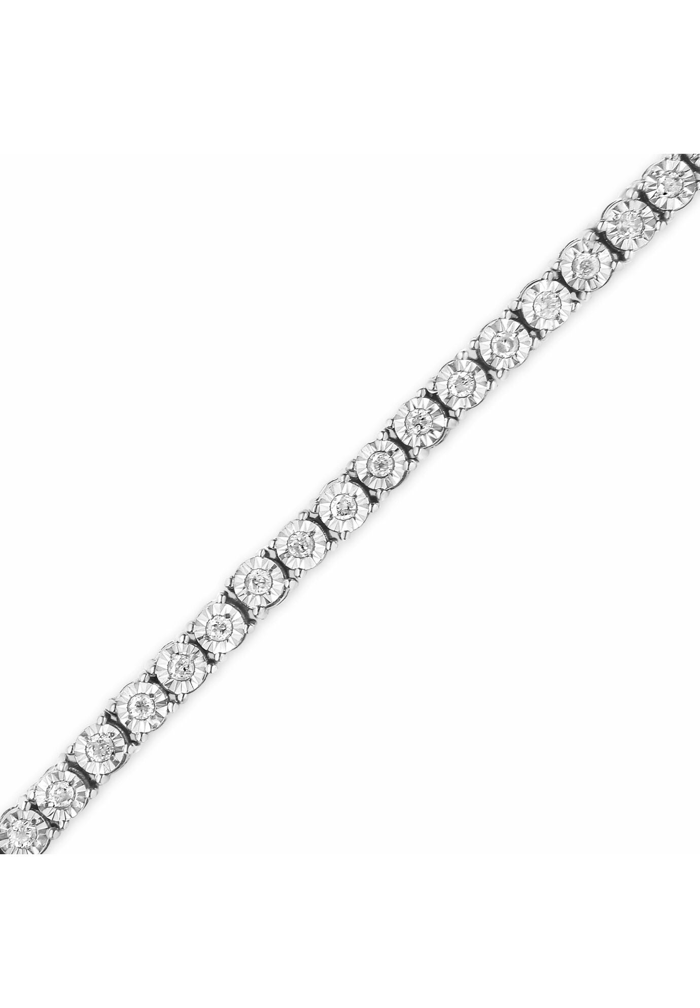 Sterling Silver Miracleset Diamond Round Faceted Bezel Tennis Bracelet 7 inches, , alternate image number 4