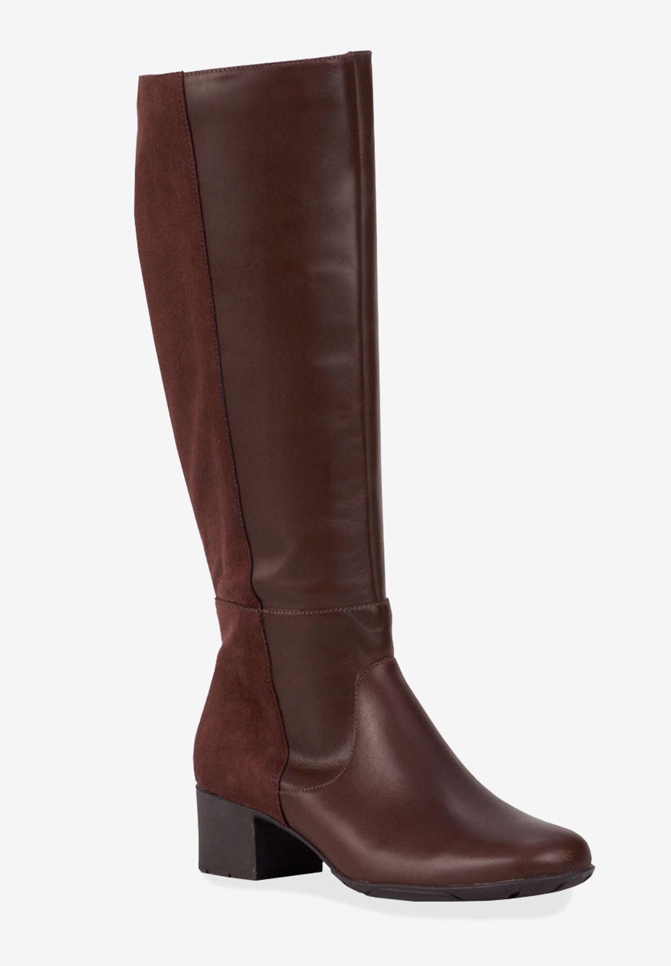 Wide Calf Boots for Women Mix Style Brown Leather Suede Catherines