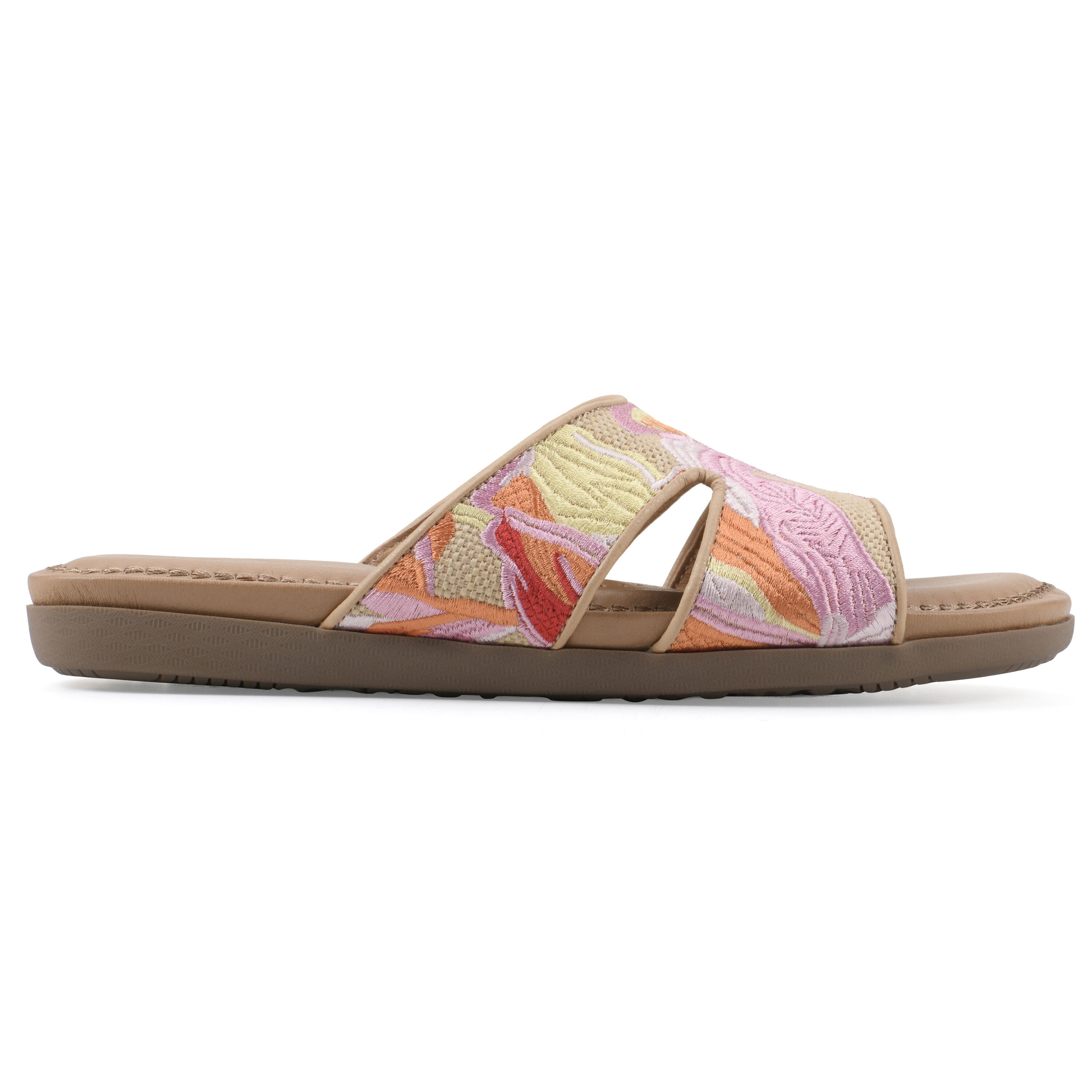 Frankly Slide Sandal, PINK MULTI RAFFIA, alternate image number 2