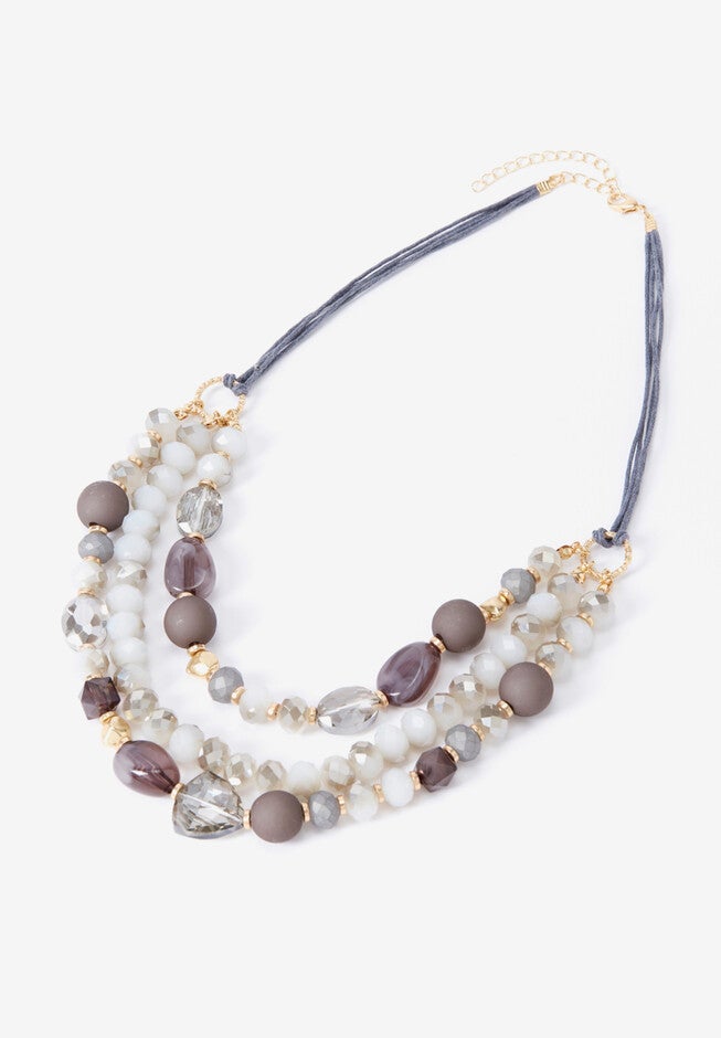 Grey Beaded Necklace, , alternate image number 2