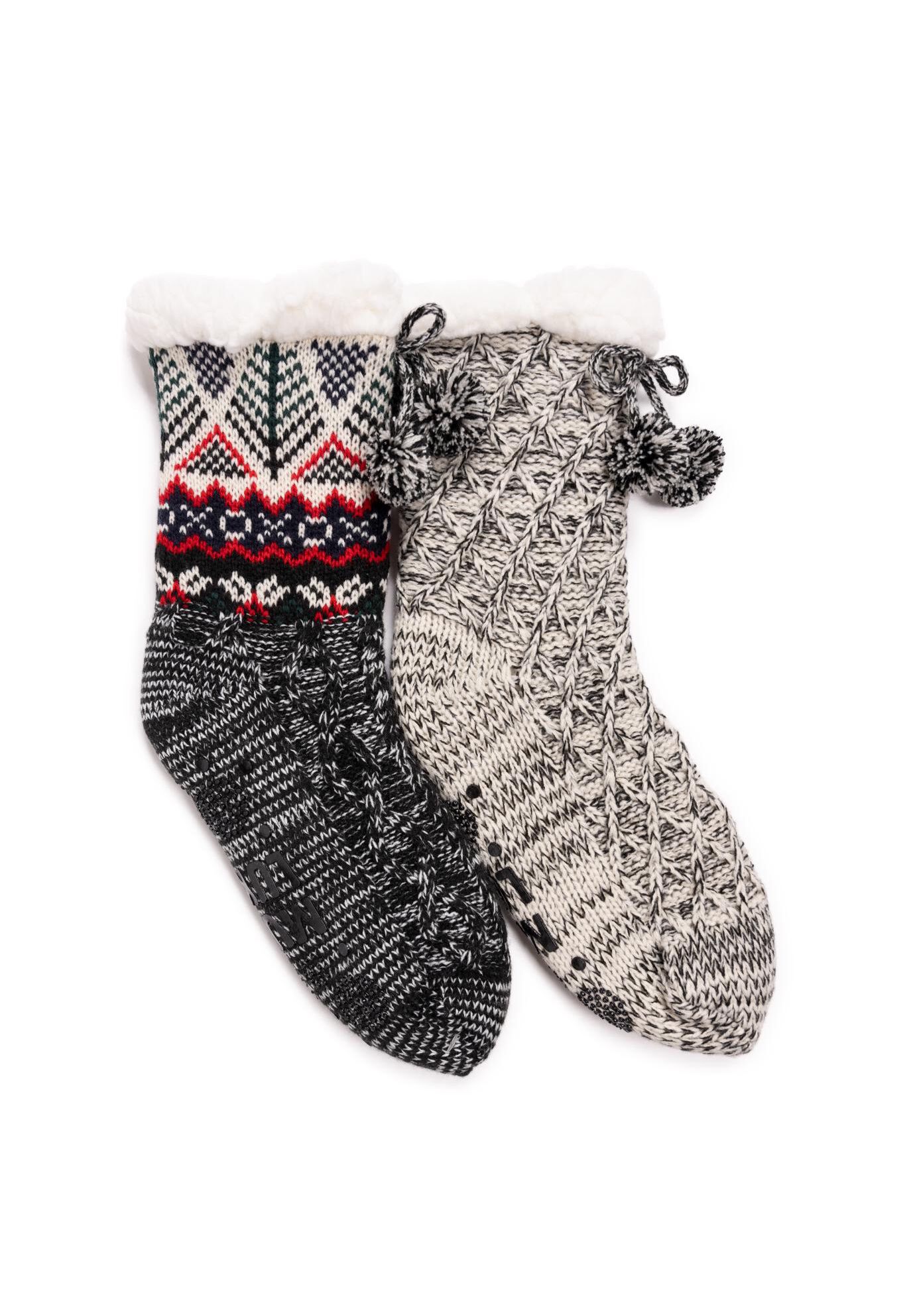 2 Pair Pack Tall Cabin Socks, EBONY FESTIVE, hi-res image number 0