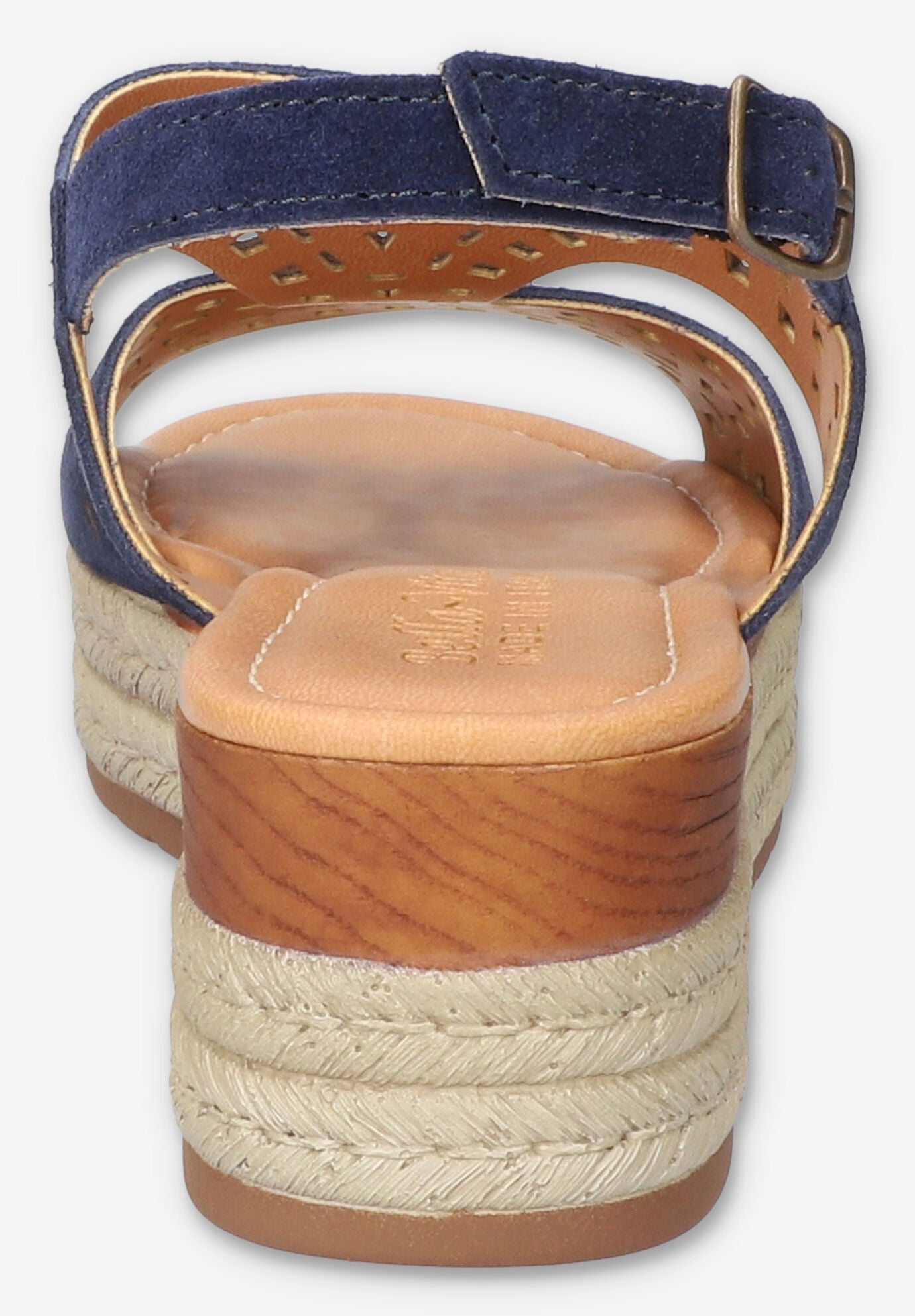 Ann-Italy Wedge Sandal, NAVY SUEDE LEATHER, alternate image number 3