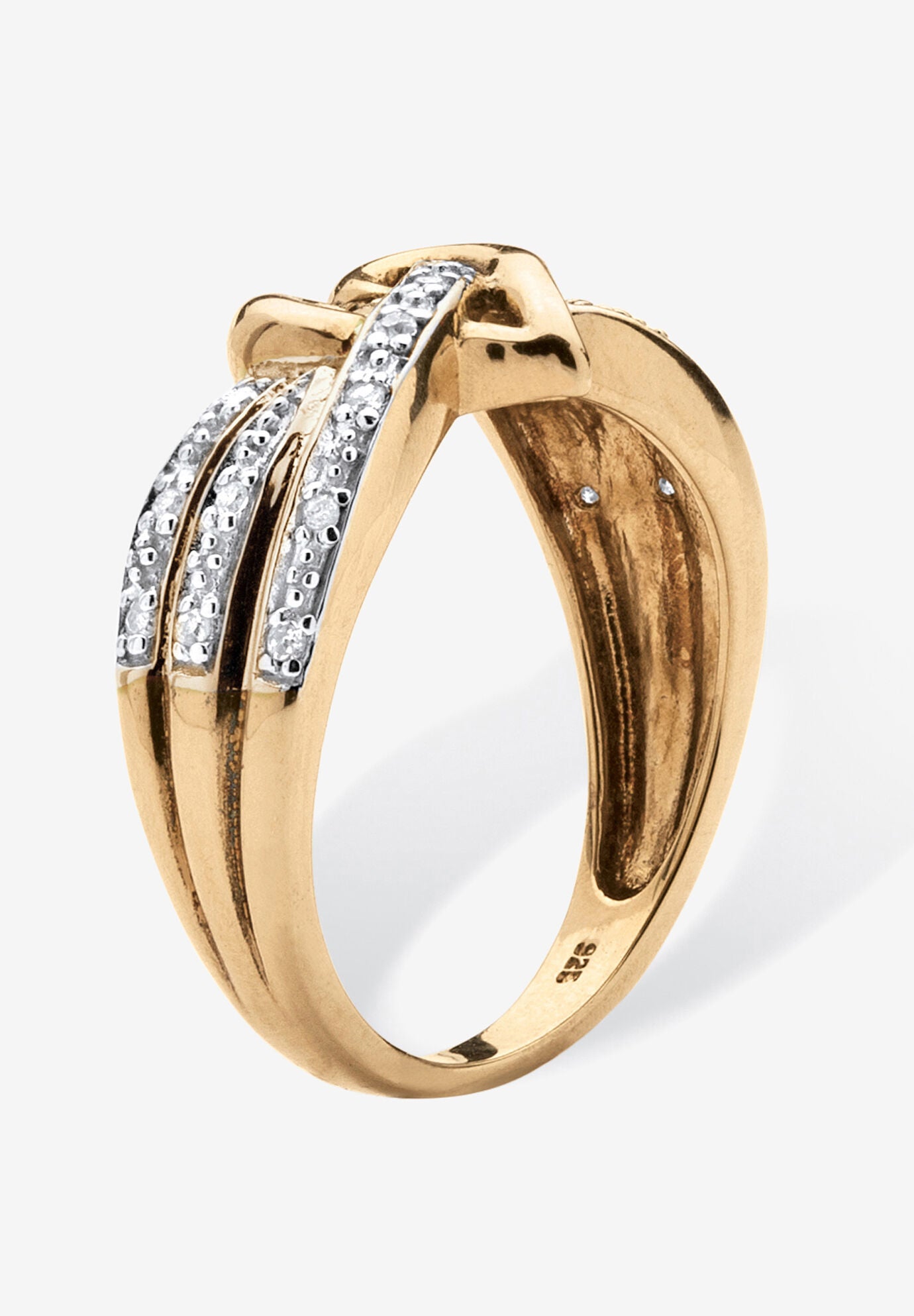 Gold Over Silver Diamond Heart Promise Ring (1/10 Cttw), , on-hover image number 1