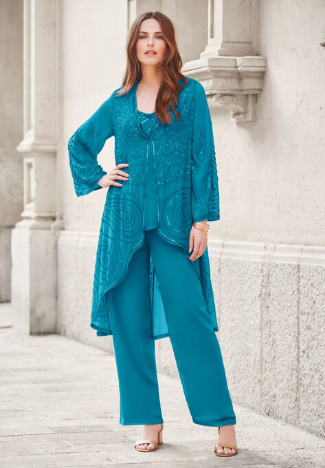 Three-Piece Beaded Pant Suit, , alternate image number null