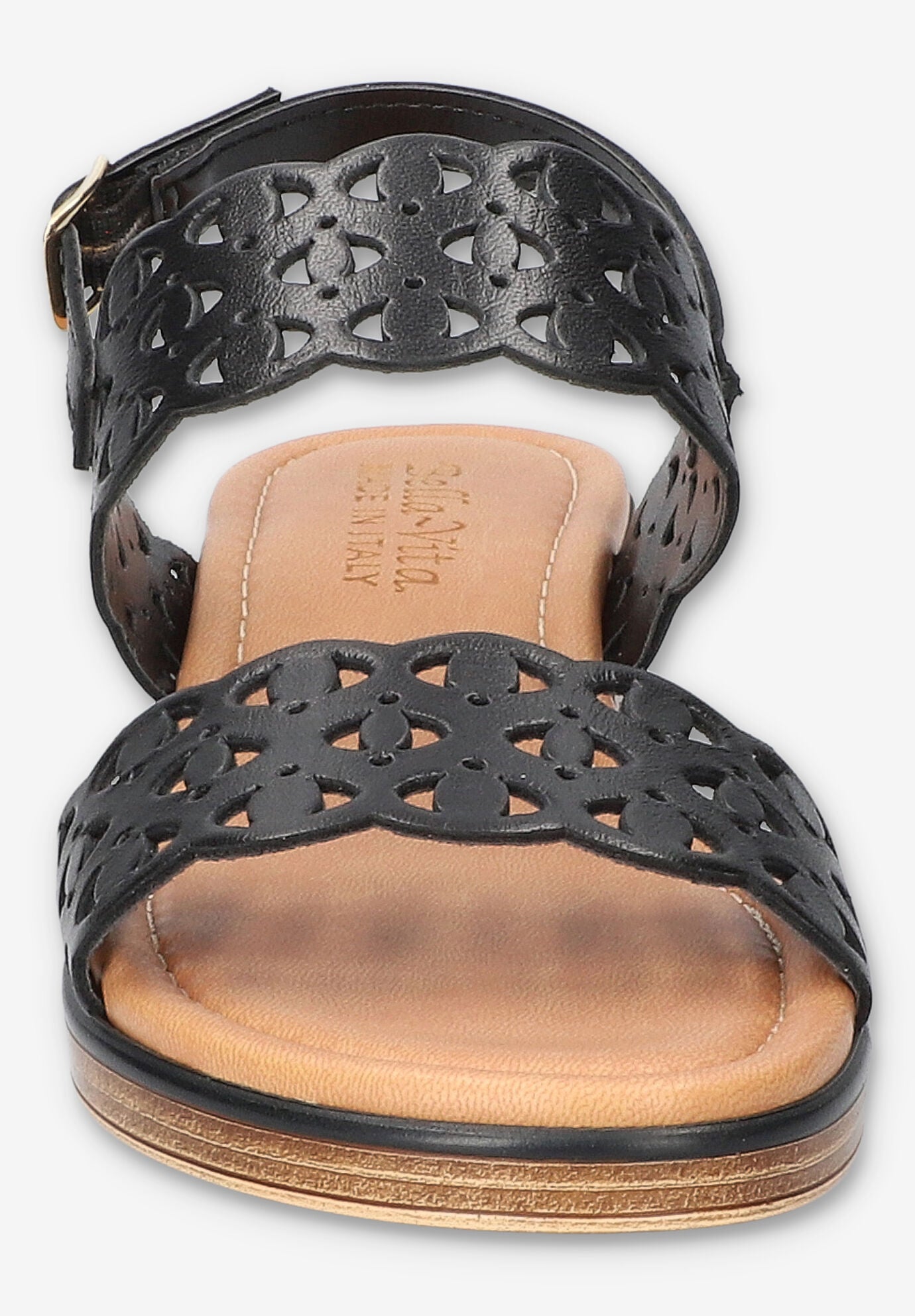 Zoe-Italy Wedge Sandal, BLACK LEATHER, on-hover image number 1