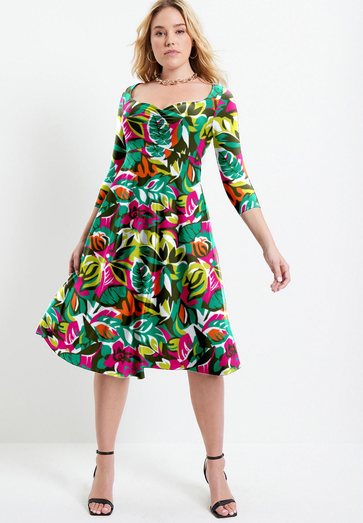 Caterina Pink Polka Swing Dress