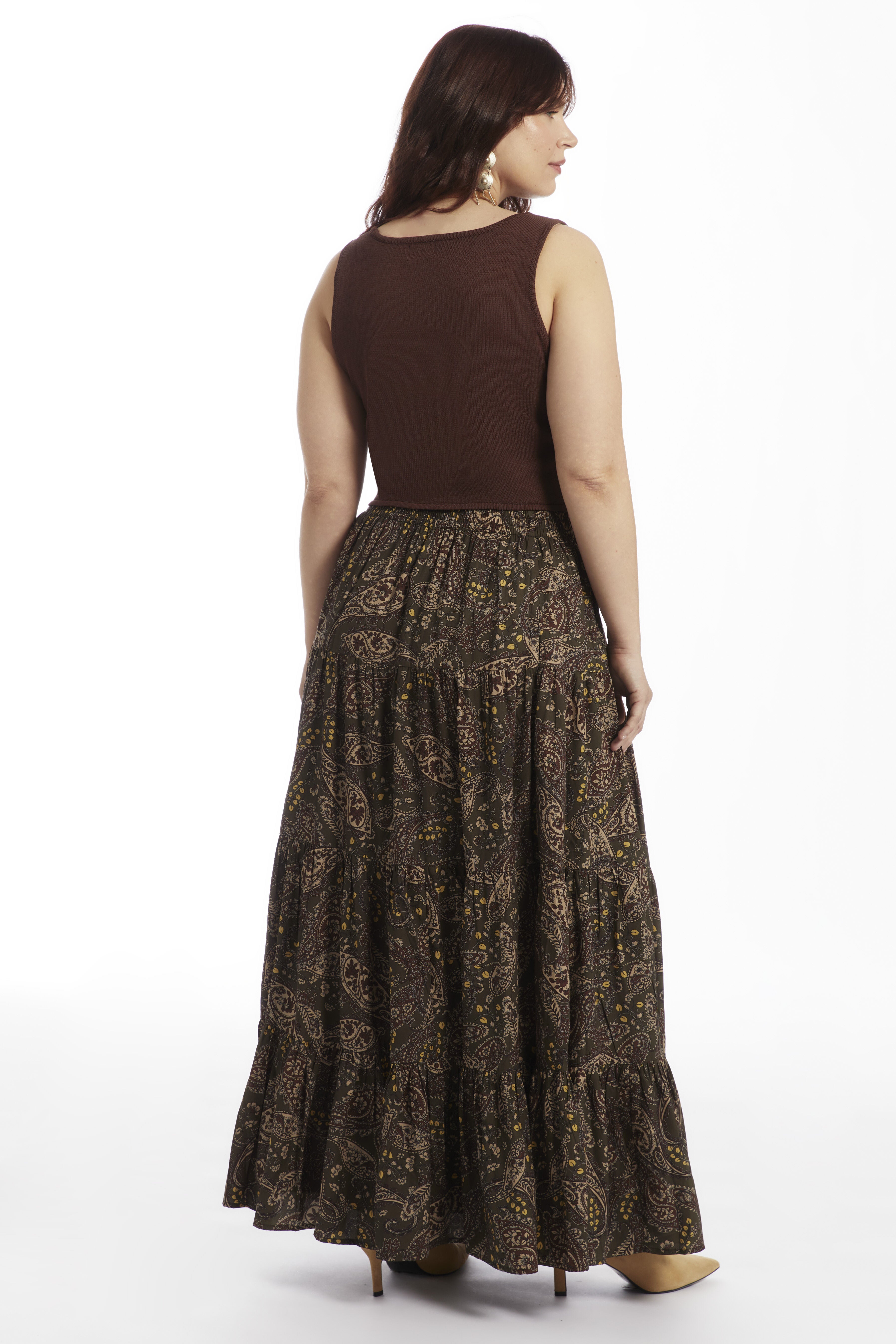 Tiered Midi Skirt, SPRING PAISLEY, alternate image number 2
