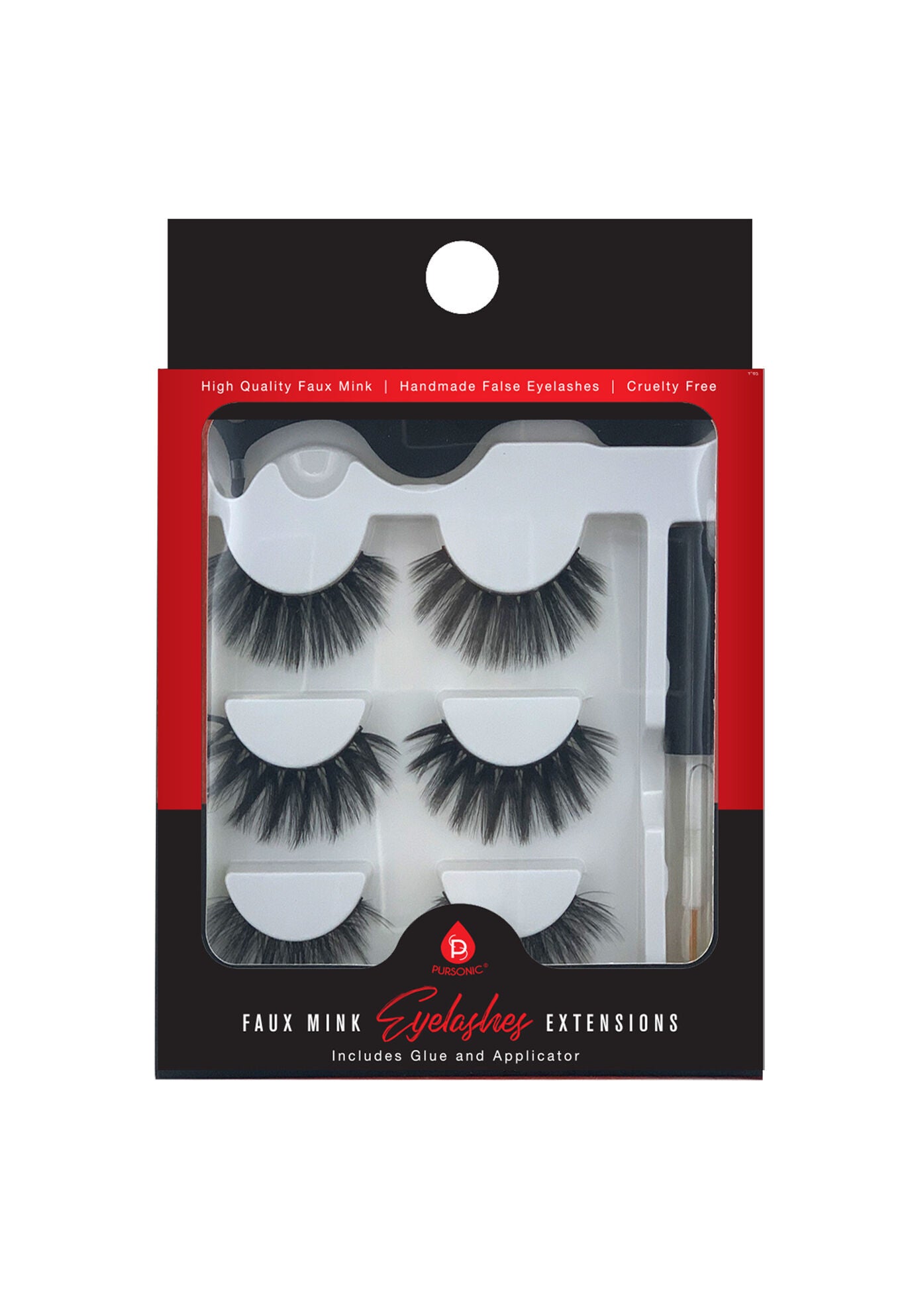 Faux Mink Style False Eyelashe Extensions, 3 PAIR, hi-res image number 0