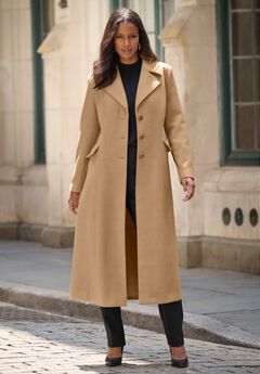 Plus Size Long Tailored Wool Blend Coat