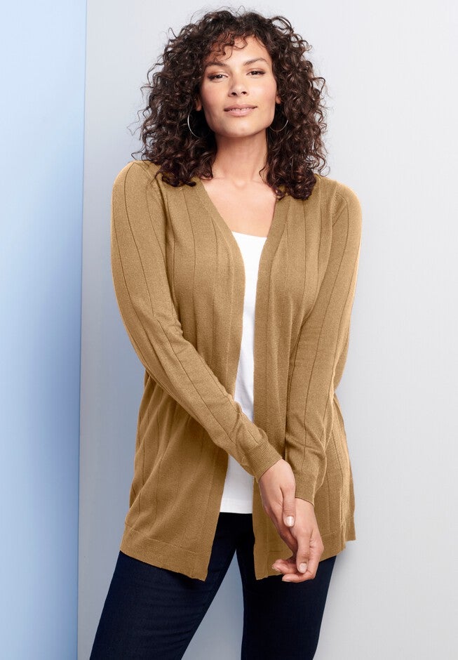 Fine Gauge Drop Needle Cardigan, , alternate image number null