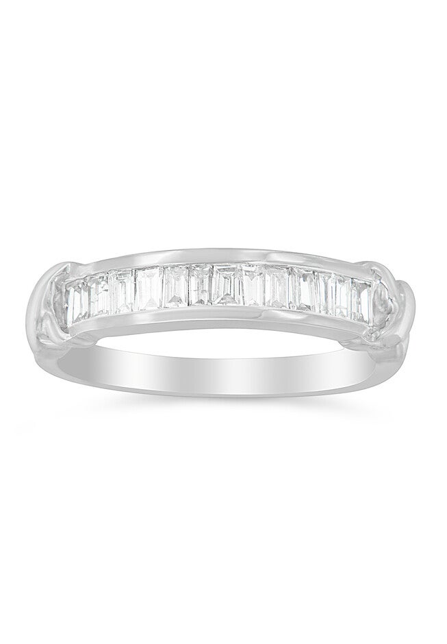 Sterling Silver Baguette Cut Diamond Channel Set Wedding Ring, , alternate image number null