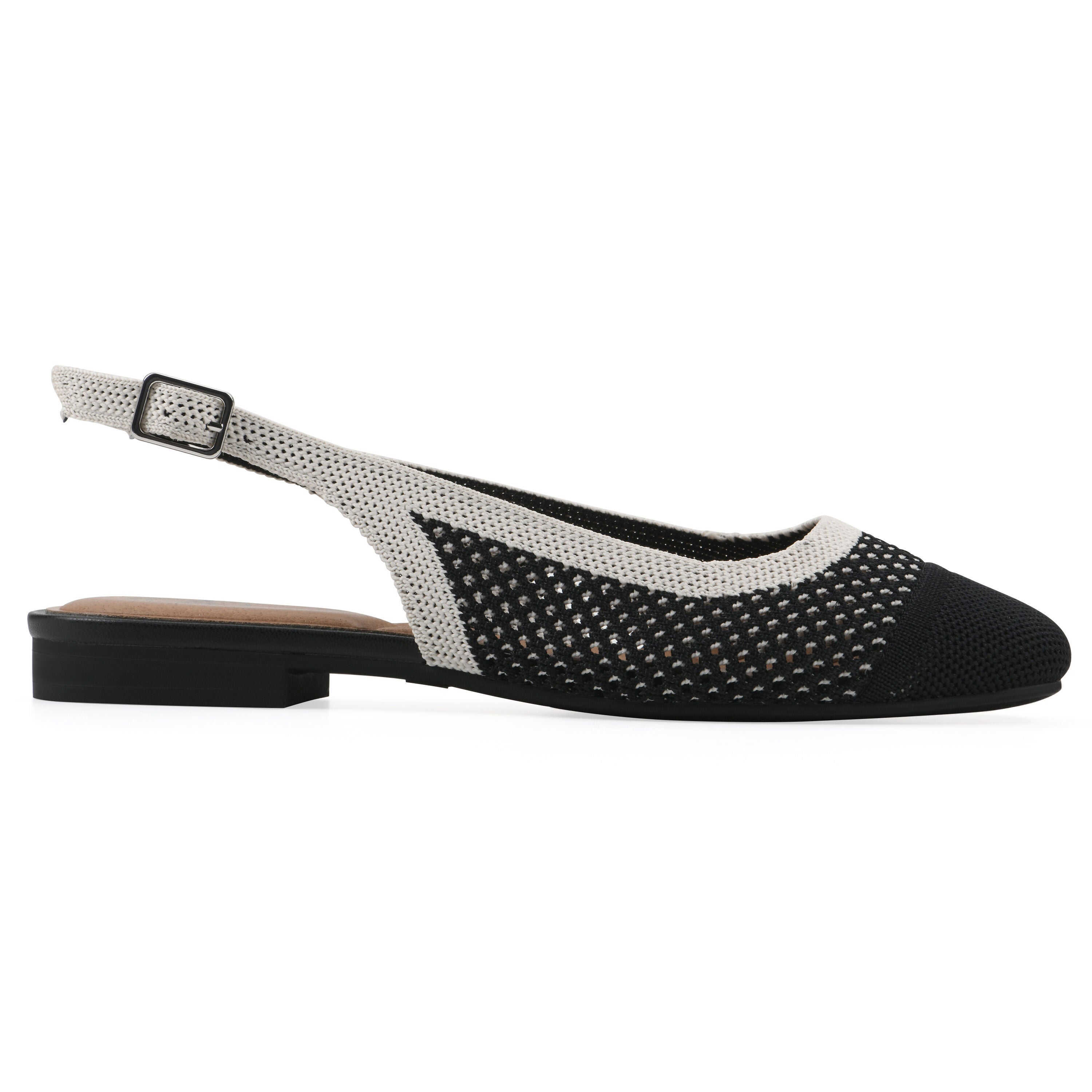 Bonie Sling Back Flat, BLACK CREAM MULTI, alternate image number 2
