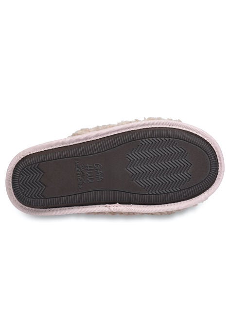 Quilted Teddy Bear Scuff Slipper Slippers, , alternate image number null