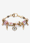 Goldtone Lucite Medical Nurse Bali Style Beaded Charm Bracelet, GOLD, hi-res image number null