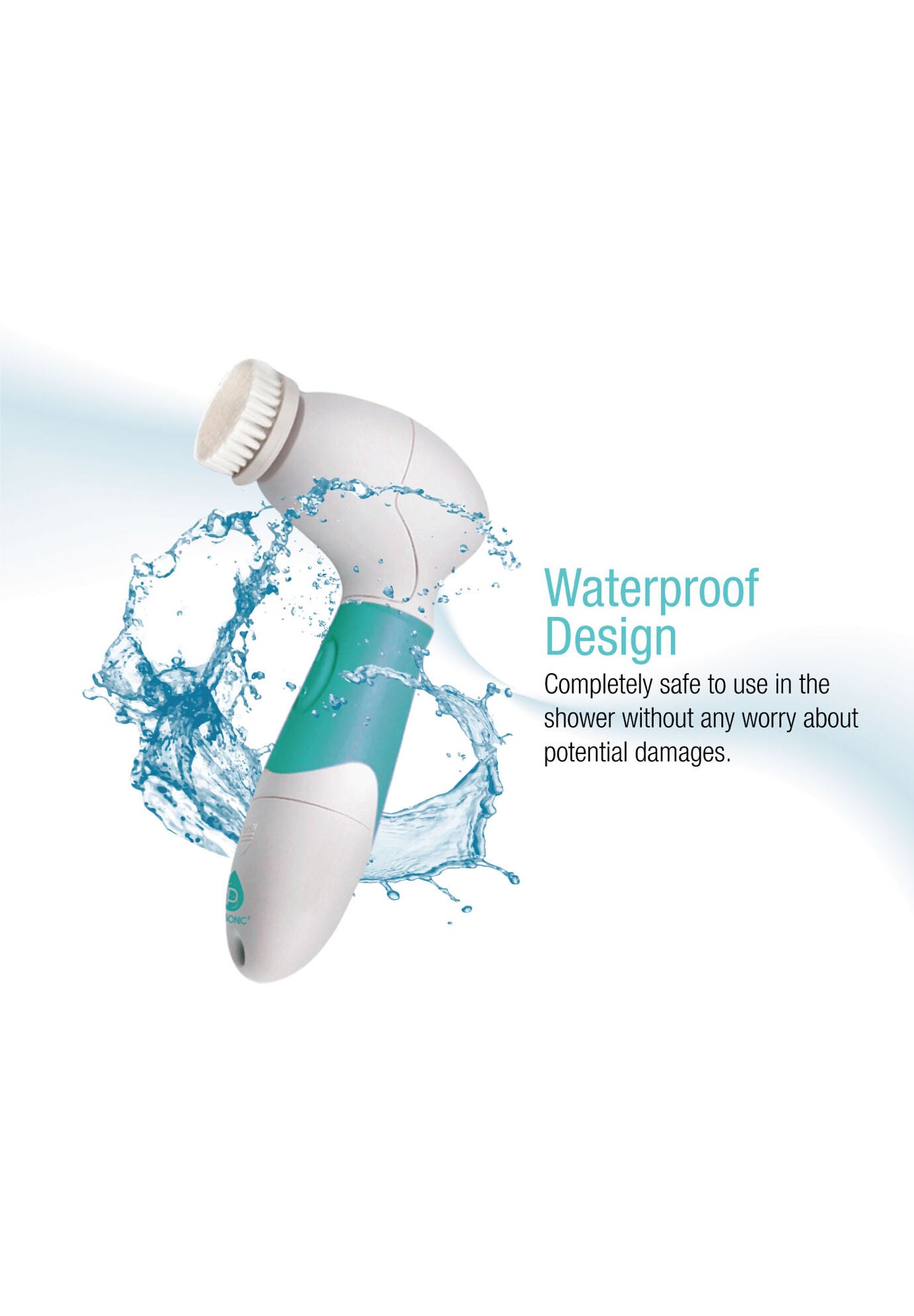 Waterproof Facial/Body Cleansing Brush-Aqua, , alternate image number 3