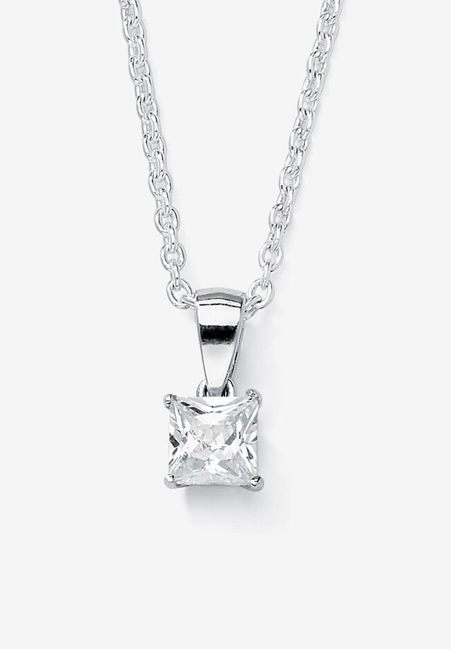 Simulated Birthstone .925 Silver Necklace 18 inches, APRIL, hi-res image number 0