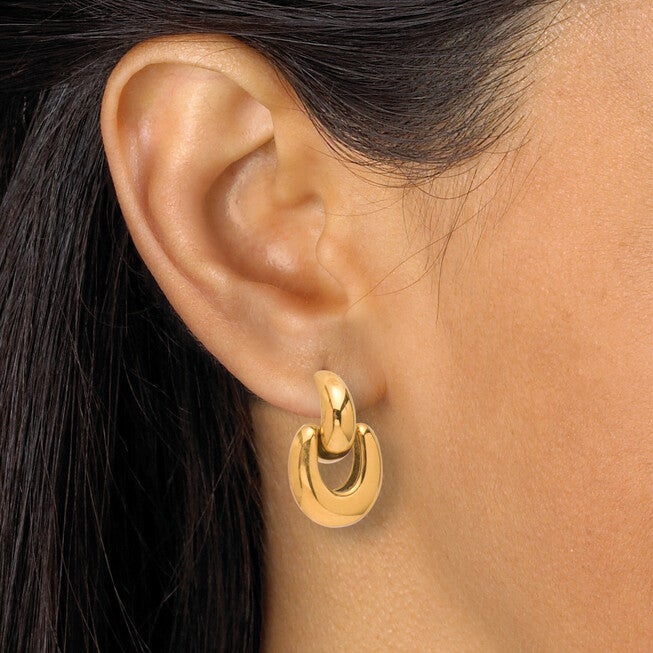 Yellow Gold Ion-Plated Stainless Steel Twisted Knot Drop Earring Set, YELLOW, alternate image number 3