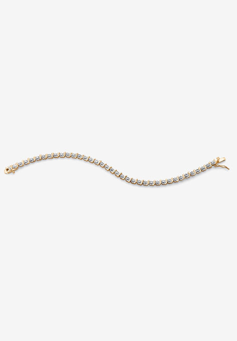 Round Diamond Accent S-Link Tennis Bracelet Yellow Gold-Plated 7.5" Jewelry, , alternate image number null