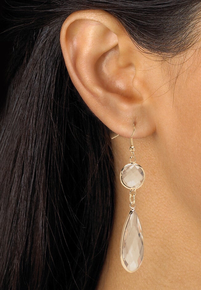 Crystal Goldtone Drop Necklace And Crystal Earrings, 2-Piece Set, , alternate image number null