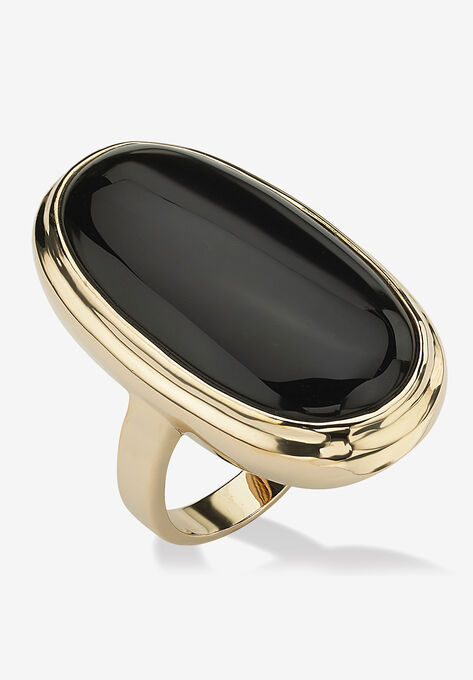 Gold-Plated Black Onyx Ring, GOLD, hi-res image number null