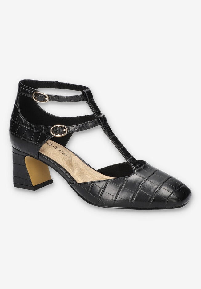 Harpswell Block Heel Pump, BLACK CROCO, hi-res image number 0