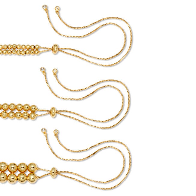 Goldtone Ball Bead Necklaces 24-inch, 3-Piece Set, GOLD, on-hover image number null