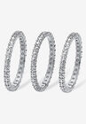 3-Piece Platinum-Plated Stackable Ring with Diamond Accent, , on-hover image number 1