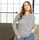 Long-Sleeve Crewneck One + Only Tee, WHITE BLACK STRIPES, hi-res image number null