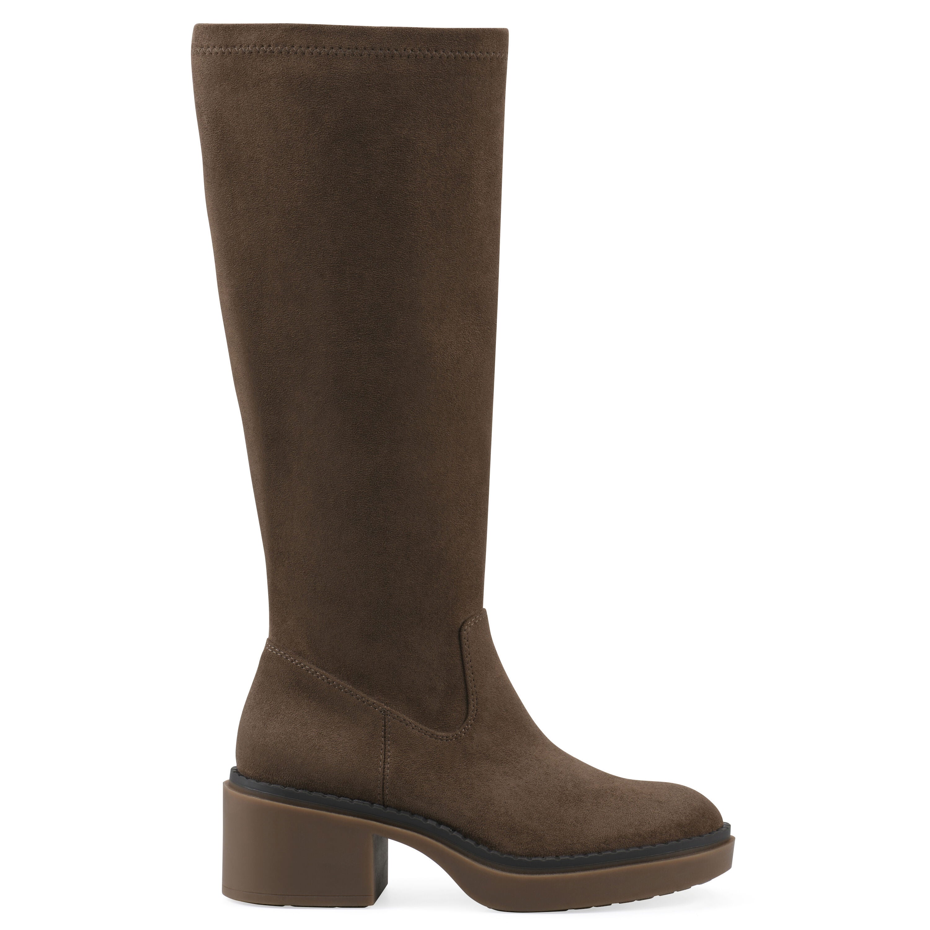 Marcella Tall Shaft Block Heel Boot, DARK TAUPE FABRIC, alternate image number 2