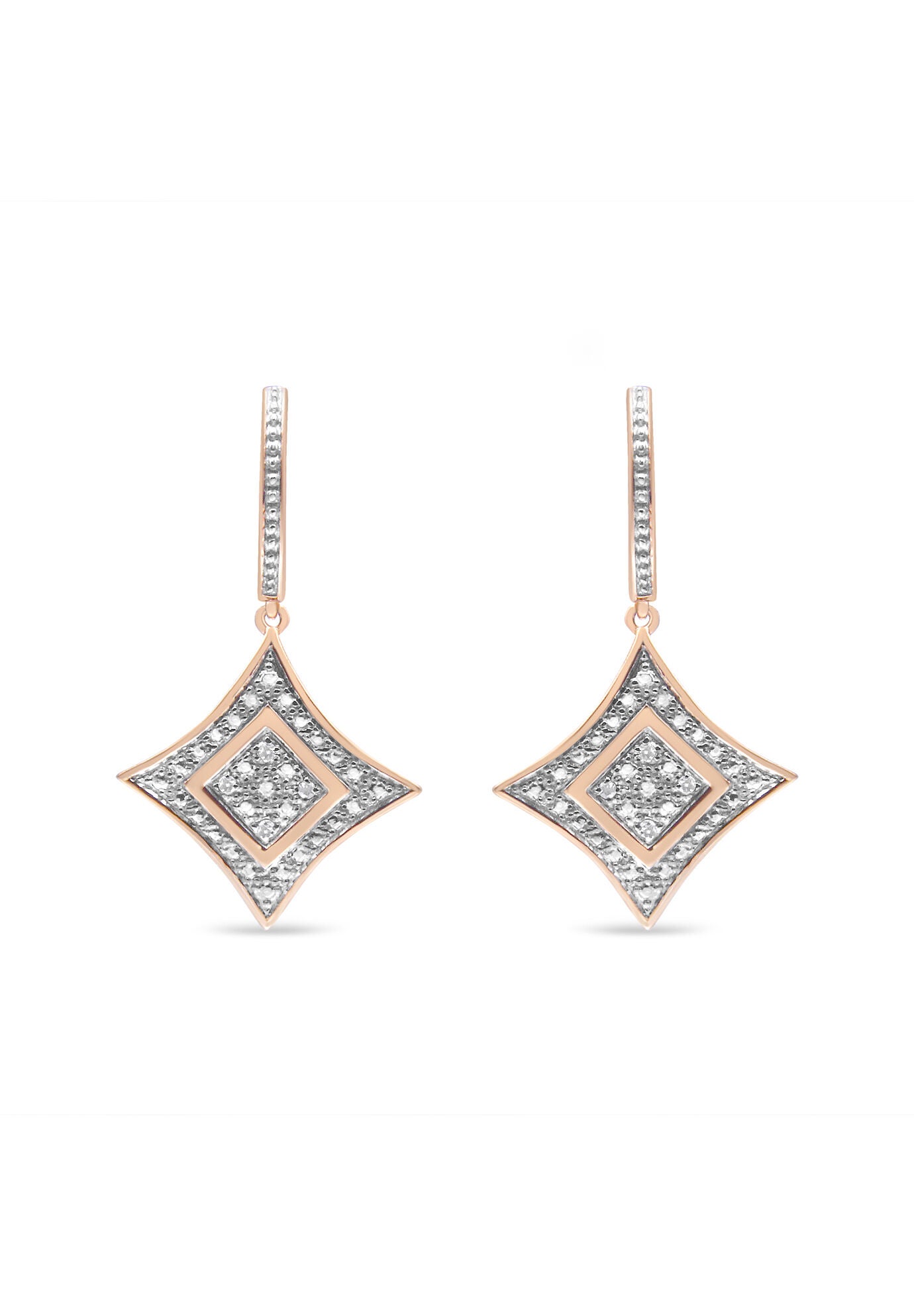 14K Rose Gold Over Silver Diamond Accent Dangle Rhombus Earrings, , on-hover image number 1