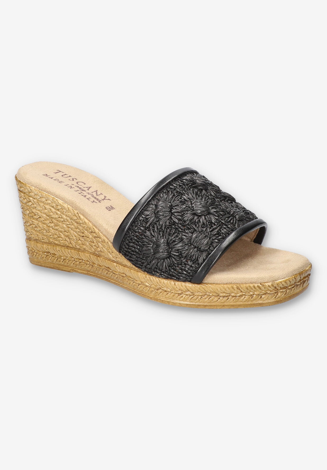 Ricci Wedge Sandal, BLACK RAFFIA FLOWER, hi-res image number 0