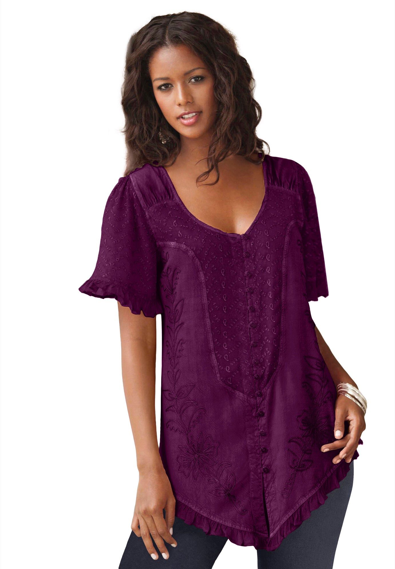 Acid Wash Tunic, DARK BERRY, hi-res image number 0