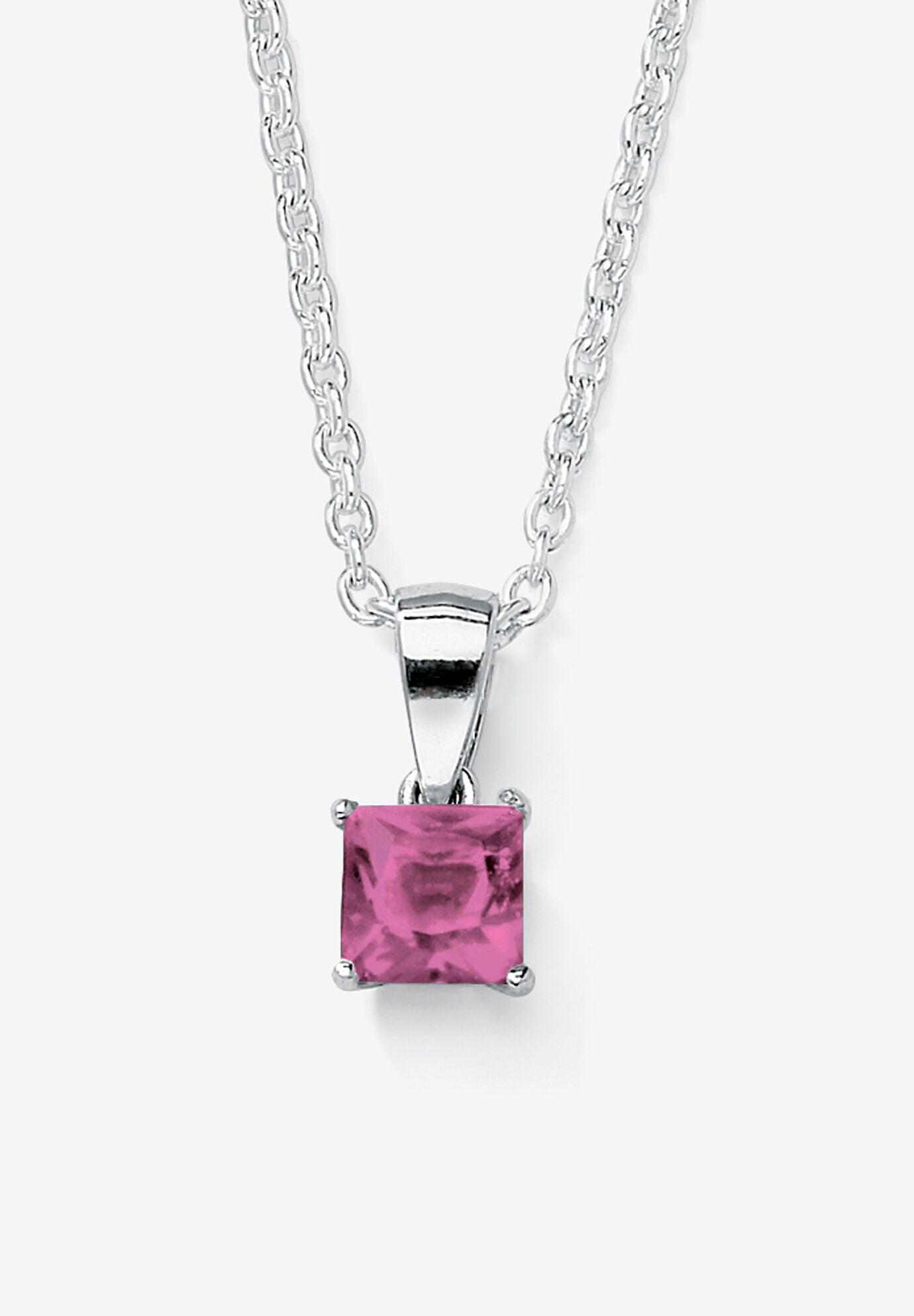 Simulated Birthstone .925 Silver Necklace 18 inches, JUNE, hi-res image number 0