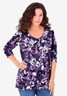 Long-Sleeve V-Neck Ultimate Tee, BLACK FRESH FLORAL, hi-res image number null