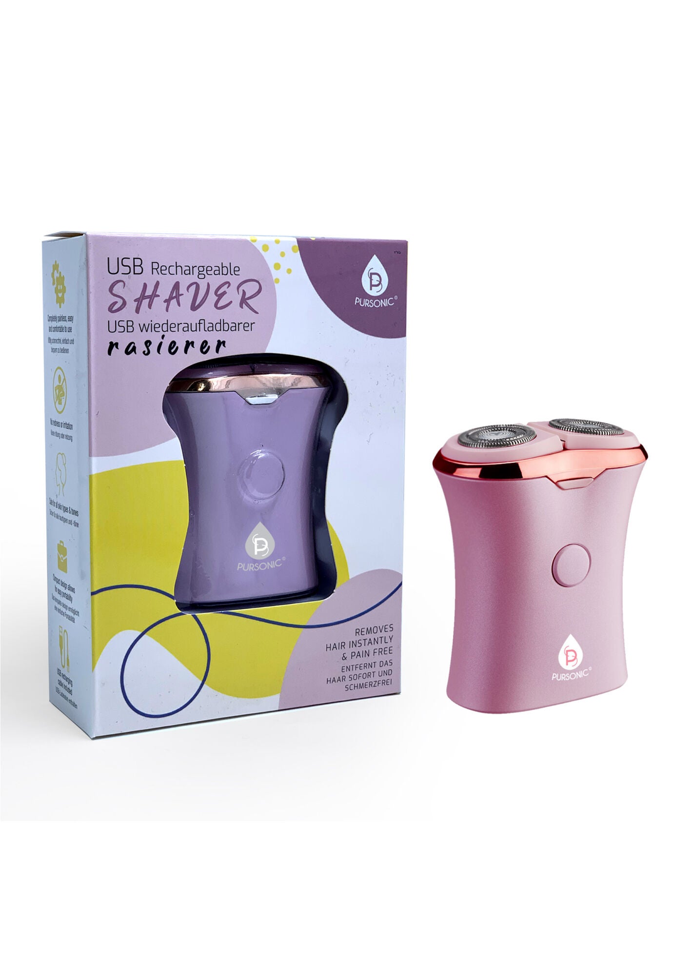 Usb Rechargeable Ladies Shaver, PINK, hi-res image number 0
