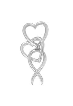 .925 Sterling Silver Double-Heart & Awareness Ribbon Linked Pendant Necklace