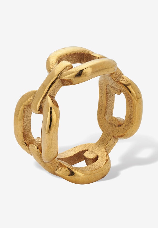 Gold Ion-Plated Stainless Steel Chain Link Style Ring, , on-hover image number null