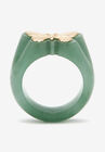 14K Yellow Gold Genuine Green Jade Butterfly Ring, , on-hover image number null