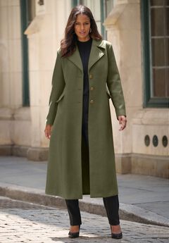 Plus Size Long Tailored Wool Blend Coat