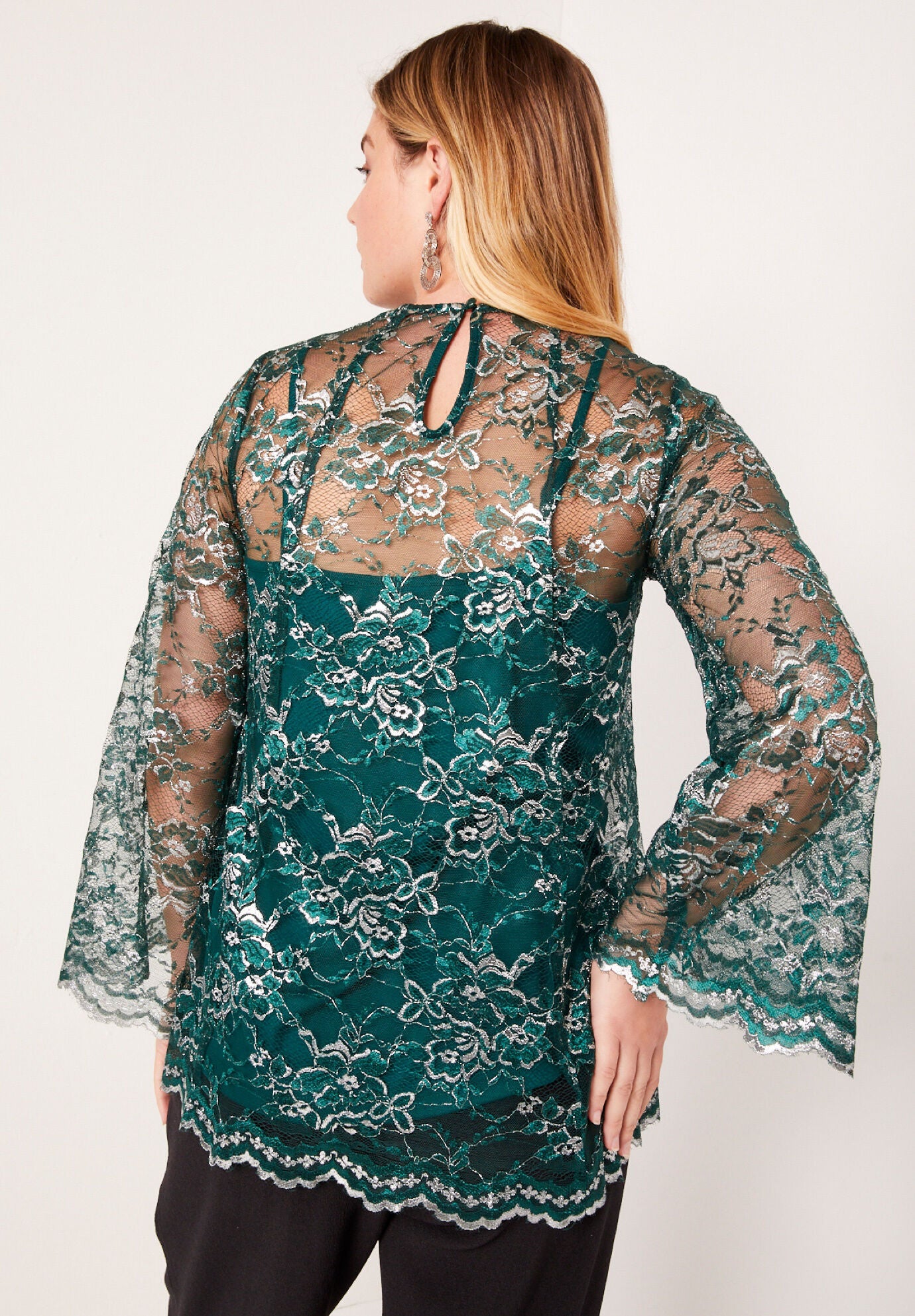 Scalloped Lace Silk Slip Top main image 1