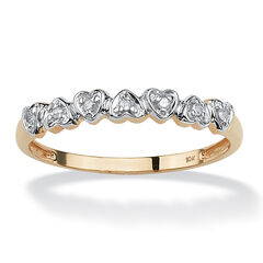 Diamond Accent Solid 10k Gold Multi-Heart Promise Band Ring