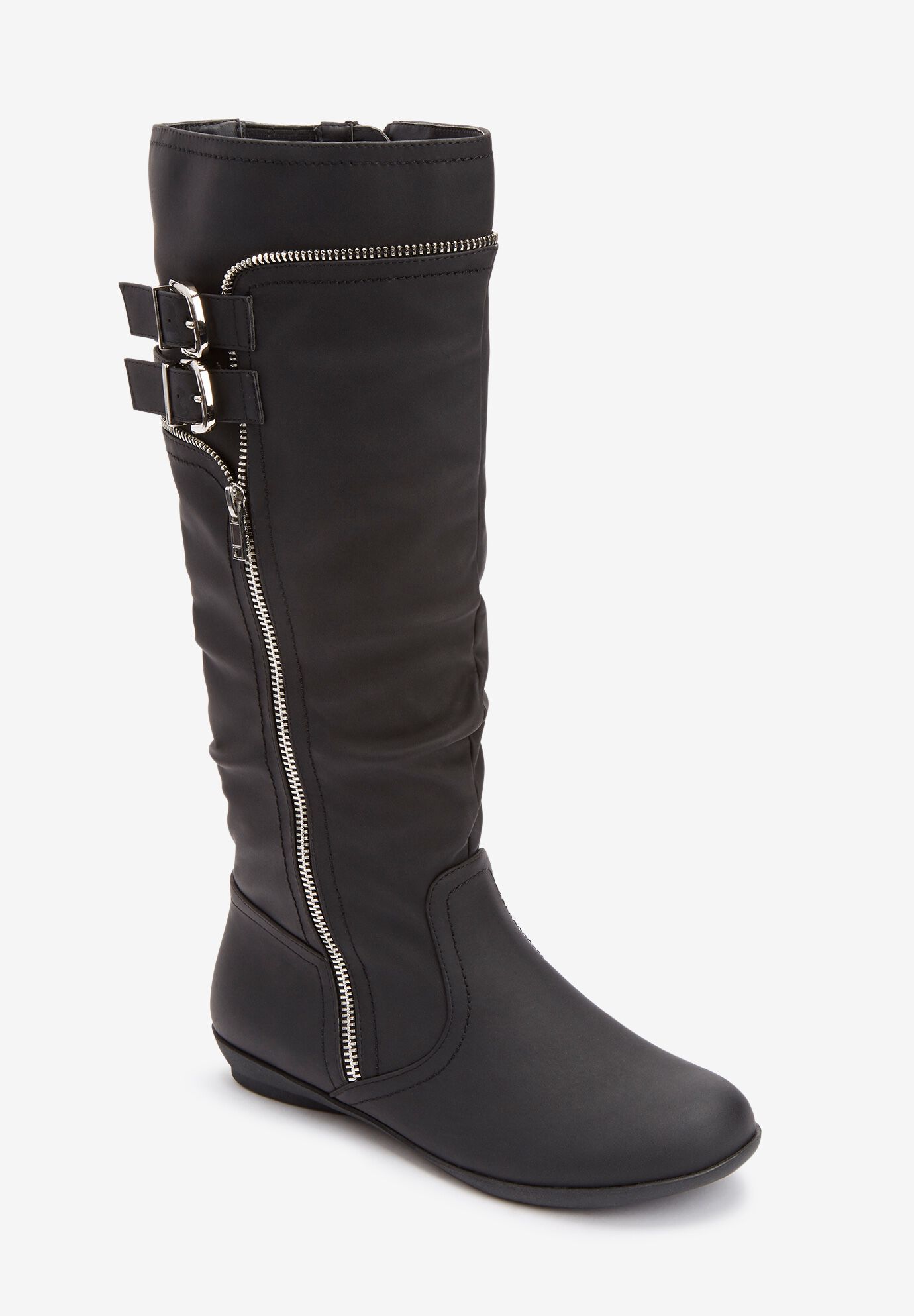 Wide Calf Boots The Poloma with Kitten Heel Black Catherines