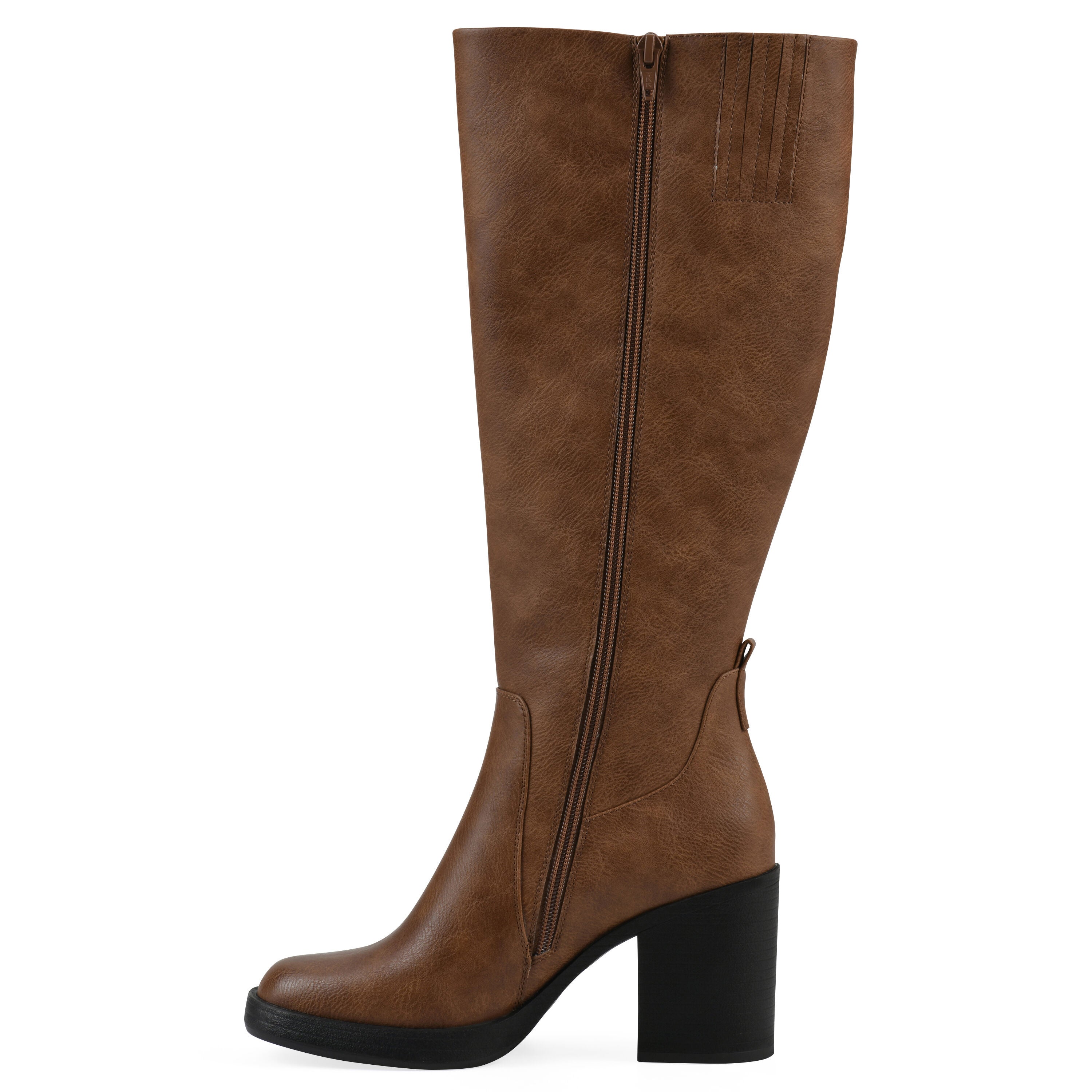 Mackle Tall Shaft Wide Calf Block Heel Boot, DARK NATURAL SMOOTH, alternate image number 3