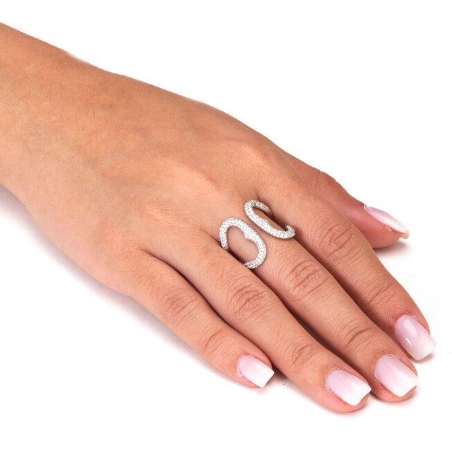 .84 TCW Round Cubic Zirconia Sterling Silver Open Loop Ring, WHITE, alternate image number null